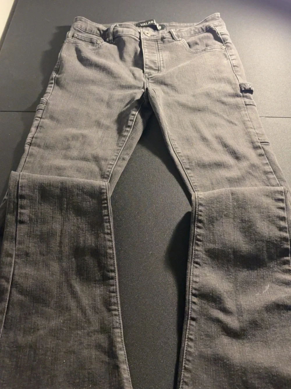 Valabasas Men's Charcoal Grey Stacked Carpenter Jeans - Size 36